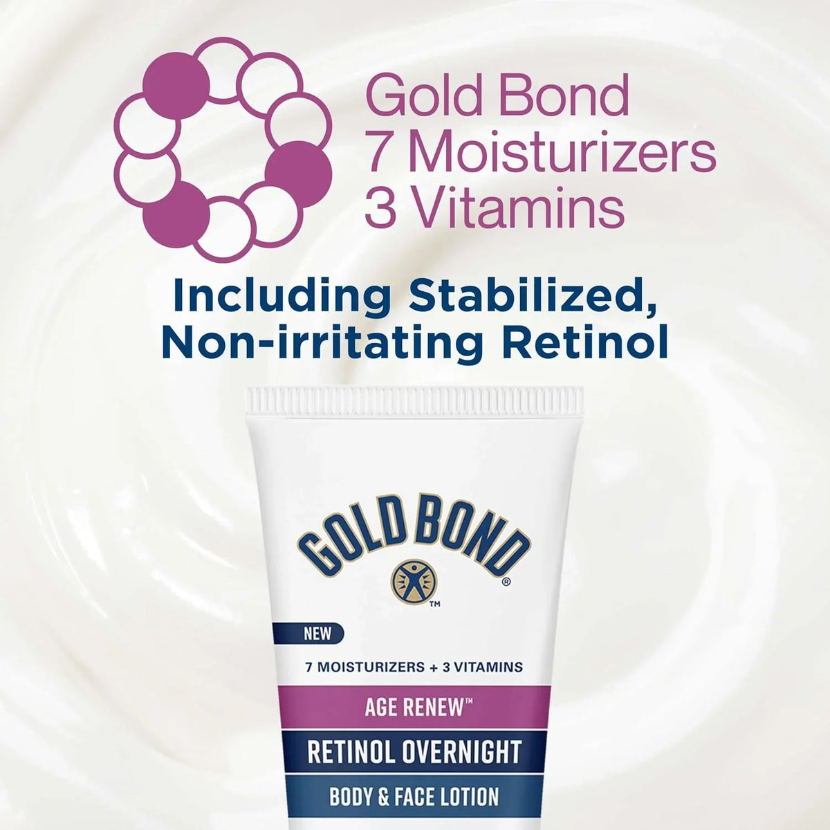 Gold Bond Age Renew Retinol Overnight Body & Face Lotion, 13 Oz