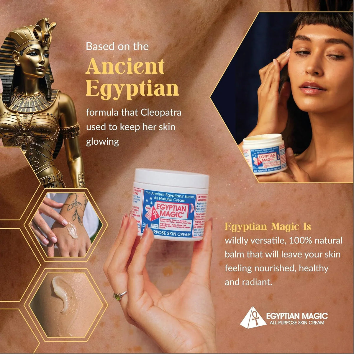 Egyptian Magic - All Purpose Face, Body, and Dry Skin Moisturizing Cream, Skin Protectant for Women & Men, 1oz Jar