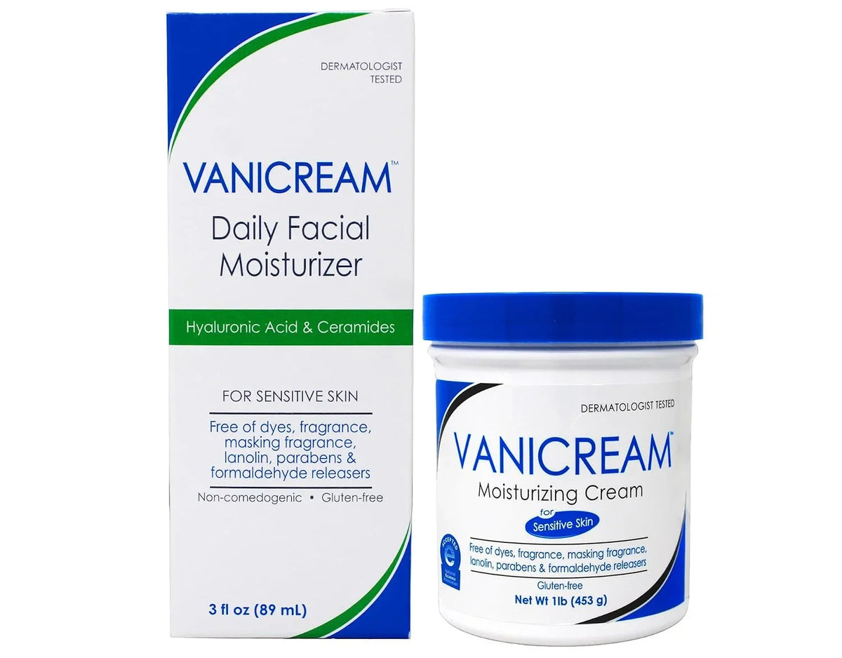 Vanicream Daily Facial Moisturizer 3 fl oz & Moisturizing Cream 16 oz Kit