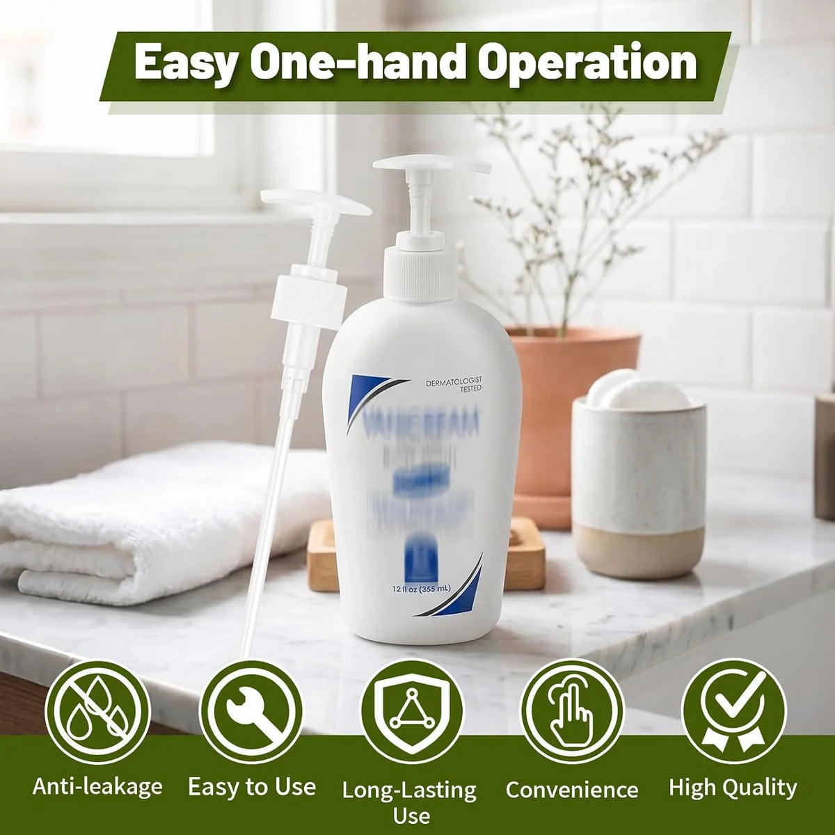 Body Wash Pumps Compatible with Vanicream,355ml/12 fl oz Bottles,Pump Dispenser for Vanicream Gentle Body Wash, 3-PackBOTTLES NOT Included(Bottles No Include)