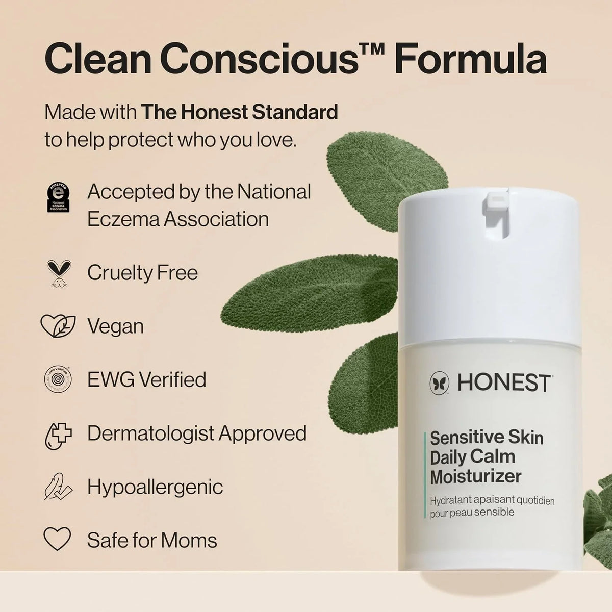 Honest Beauty Sensitive Skin Daily Calm Lightweight Moisturizer, 1.7 fl oz