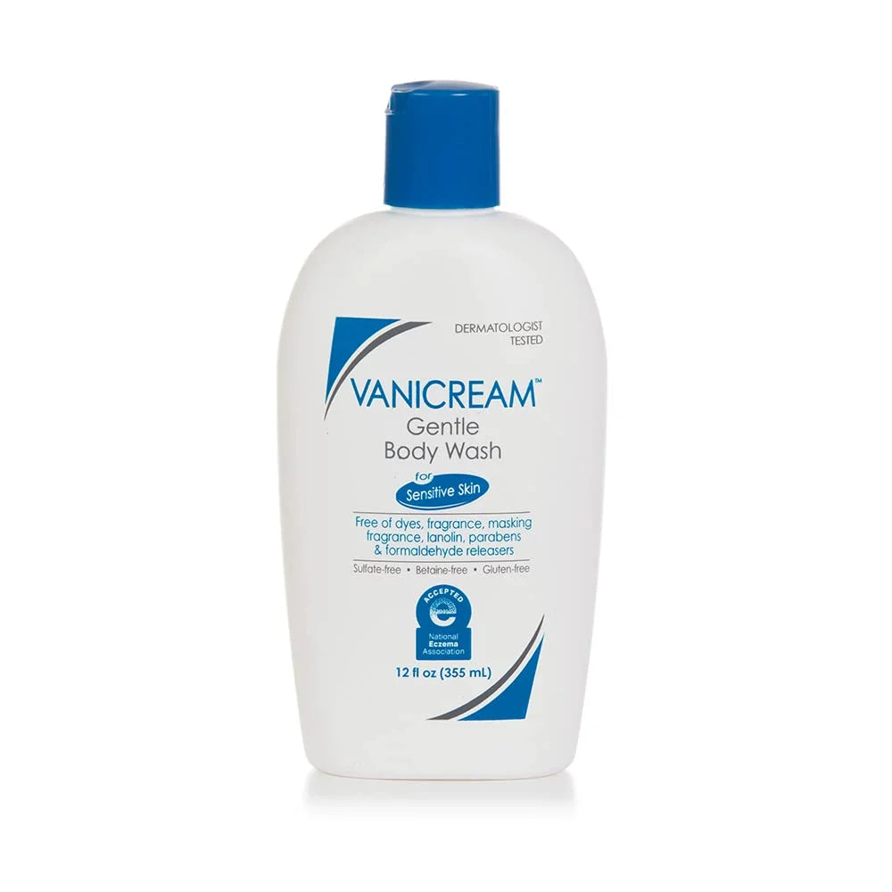 Vanicream Gentle Body Wash | Fragrance, 12 Ounce & Anti-Perspirant Deodorant for Sensitive Skin-2.25 oz-Clinical-Strength Deodorant & Gentle Facial Cleanser with Pump Dispenser-8 fl oz