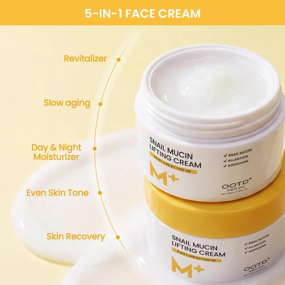 OOTD Snail Mucin Face Moisturizer Cream, 3.38 fl oz | Korean Skin Care