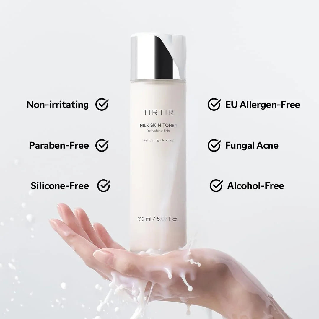 TIRTIR Milk Skin Toner Light | Instant Hydration with 4% Niacinamide, Pore-Tightening, Vegan Toner for Acne-Prone, Sensitive & Oily Skin, Fungal Acne Safe, Panthenol, Allantoin, Vitamin B