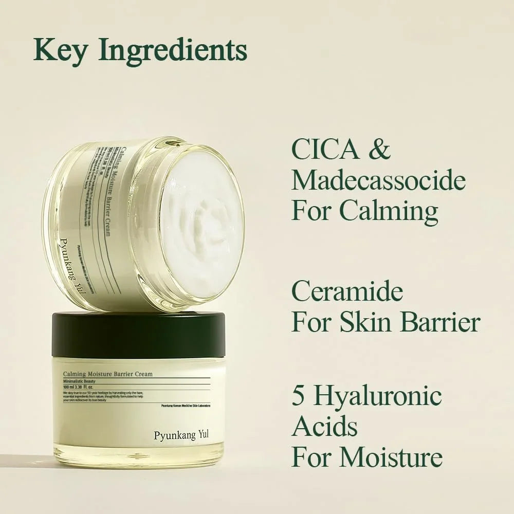Pyunkang Yul PKY Calming Moisture Barrier Cream Instantly Soothes Sensitive Skin, Hyaluronic Acid & Ceramide for Hydration, Vegan, Korean Skincare (1.69 Fl. Oz, 50ml)