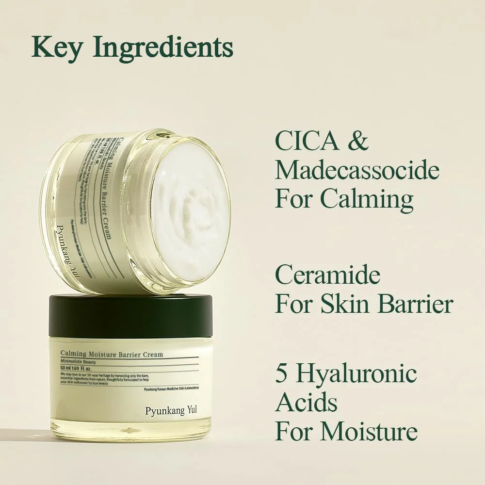 Pyunkang Yul PKY Calming Moisture Barrier Cream Instantly Soothes Sensitive Skin, Hyaluronic Acid & Ceramide for Hydration, Vegan, Korean Skincare (1.69 Fl. Oz, 50ml)