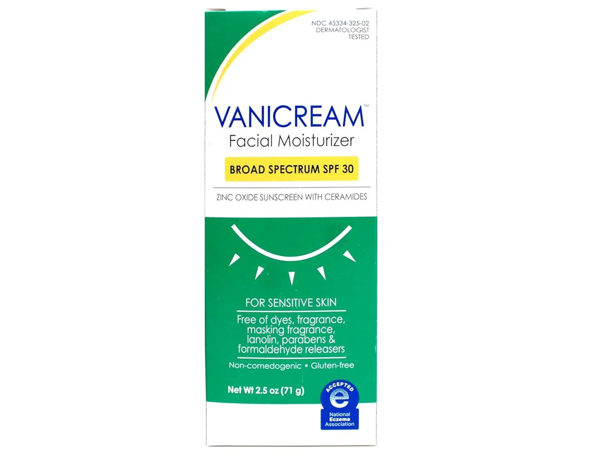Vanicream Gentle Facial Cleanser and Moisturizer Set, 8 fl oz Cleanser, 2.5 oz SPF 30 Moisturizer, Fragrance-Free, For Sensitive Skin
