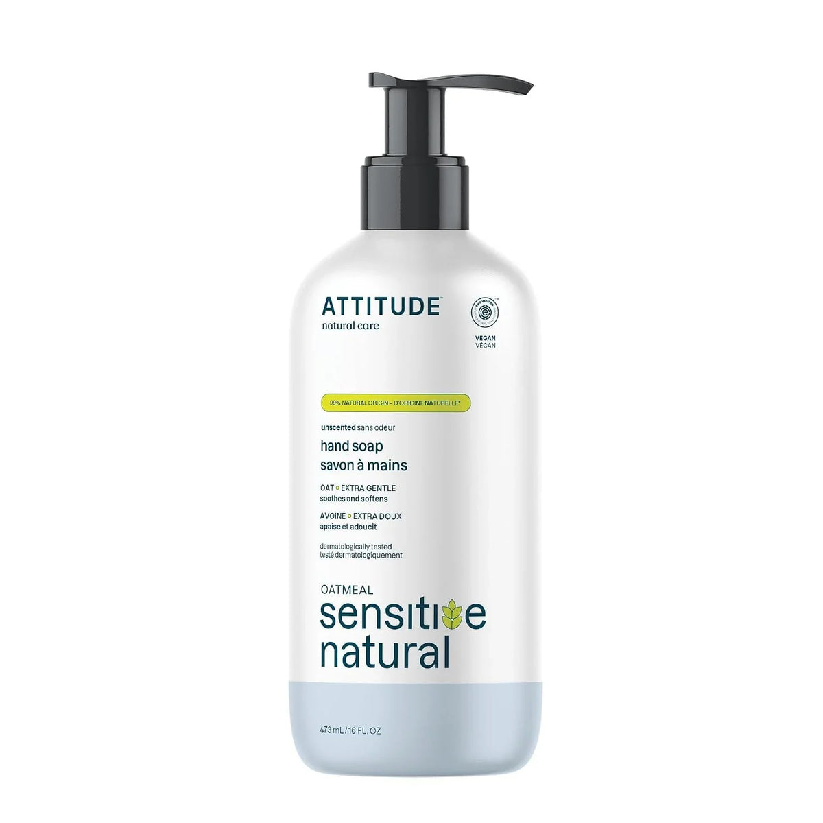 ATTITUDE Gentle Hand Soap, 4X Refill, Oat, Unscented, 67.6 oz