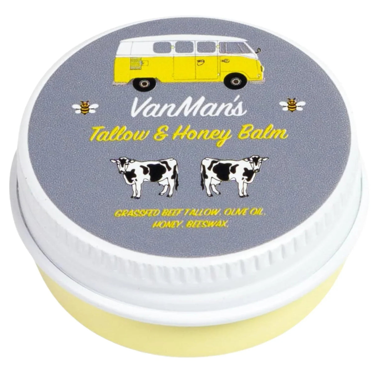 Vanman's Tallow and Honey Balm With No Added Scent (3 Pack) - Beef Tallow Face Moisturizer with Grass-Fed/Finished Beef Tallow for Skin, Organic Raw Honey and Beeswax, Cold Pressed Olive Oil - 2 oz