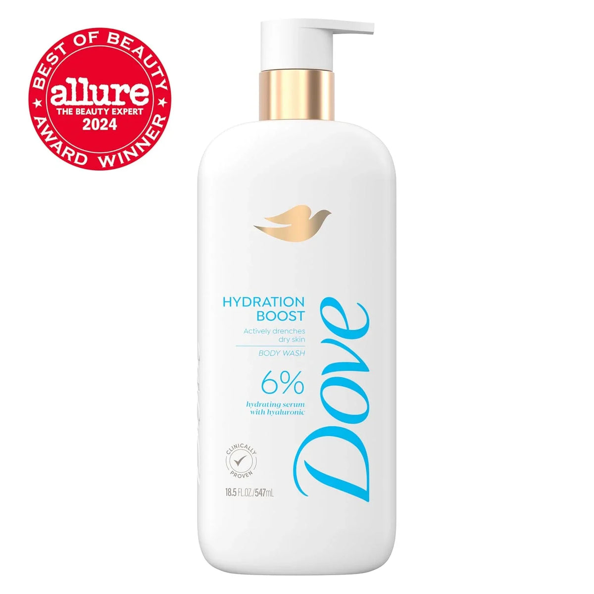 Dove Serum+ Hydration Body Wash Hyaluronic Acid 6% Hydration Serum, 18.5 oz