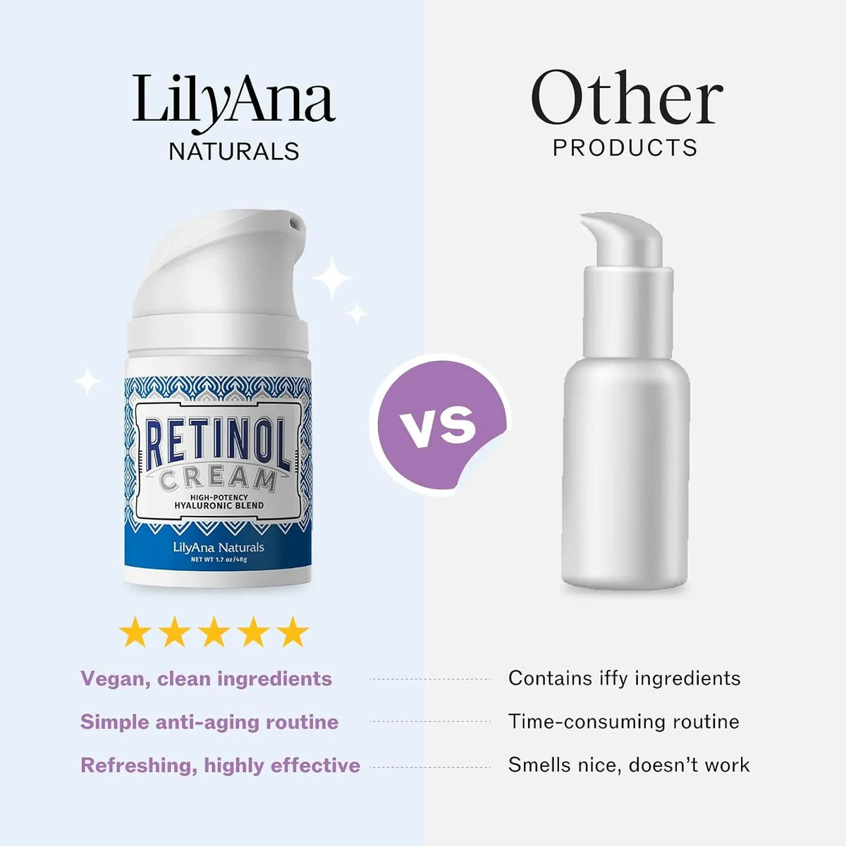 LilyAna Naturals Anti Aging Retinol Face Cream for Women – Wrinkle & Neck Cream for Firming, Retinol Moisturizer for Face with Hyaluronic Acid, Hydrating Night Cream for Fine Lines, Collagen Boost