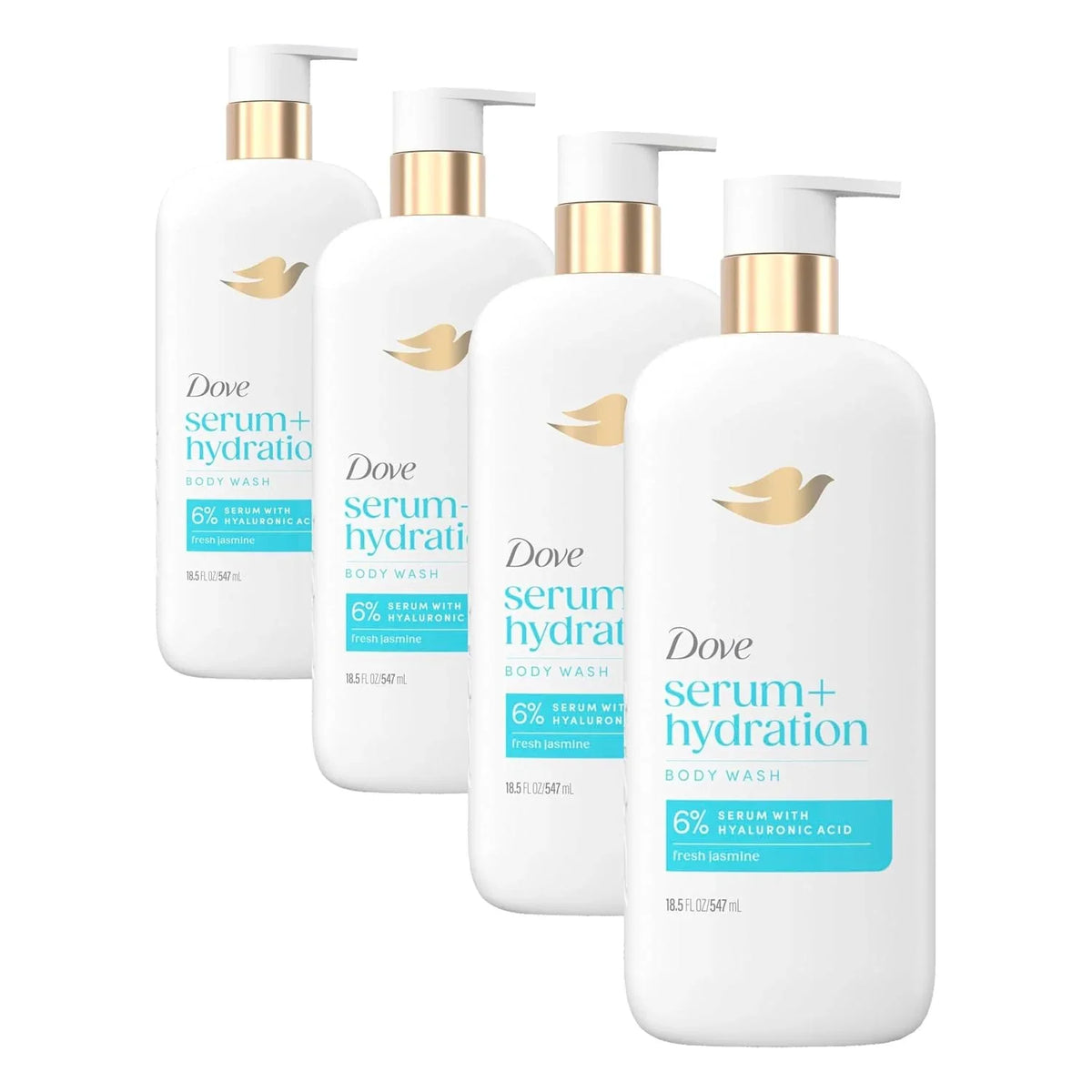 Dove Serum+ Hydration Body Wash Hyaluronic Acid 6% Hydration Serum, 18.5 oz