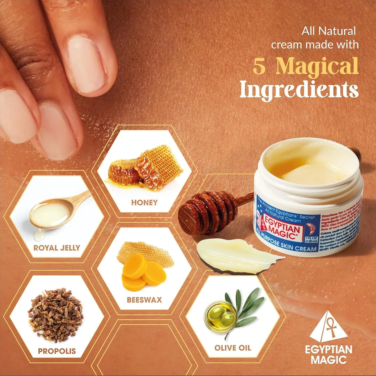 Egyptian Magic - All Purpose Face, Body, and Dry Skin Moisturizing Cream, Skin Protectant for Women & Men, 1oz Jar