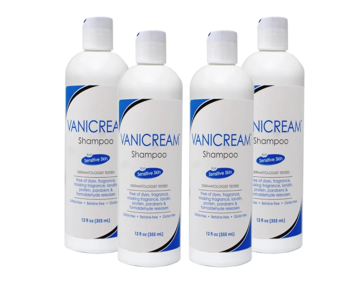 Vanicream Shampoo for Sensitive Skin, Dermatologist Tested, Free of Dyes, Fragrance, Parabens and Formaldehyde Releasers, Sulfate-Free, 12 fl oz (Pack of 4)