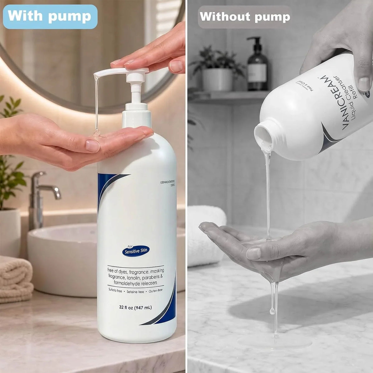 Dispenser Pump Compatible with Vanicream Liquid Cleanser 32 Fl Oz, 2 Pcs