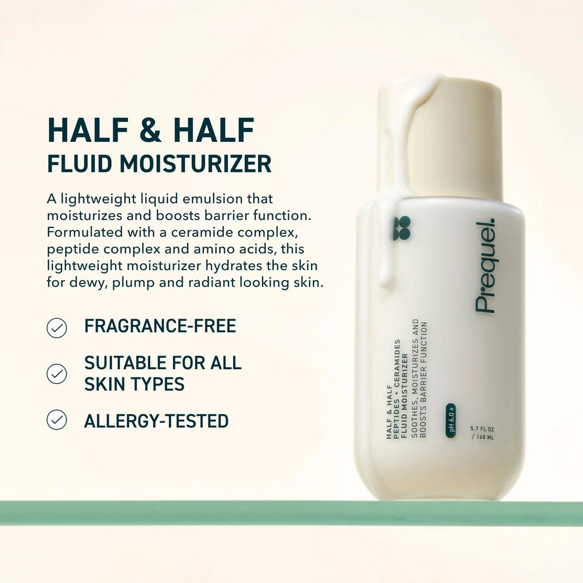 Prequel Skin Hydrating Moisturizer Face Cream, Ceramide Peptide Lotion