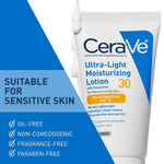 CeraVe Ultra-Light Moisturizing Lotion SPF 30, Sunscreen for Face, 1.7oz