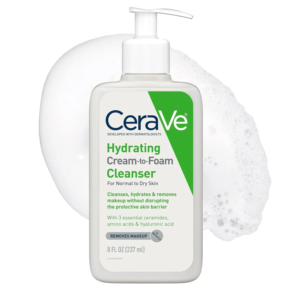 CeraVe Hydrating Cream To Foam Cleanser, Face Wash for Dry Skin,16oz Refill