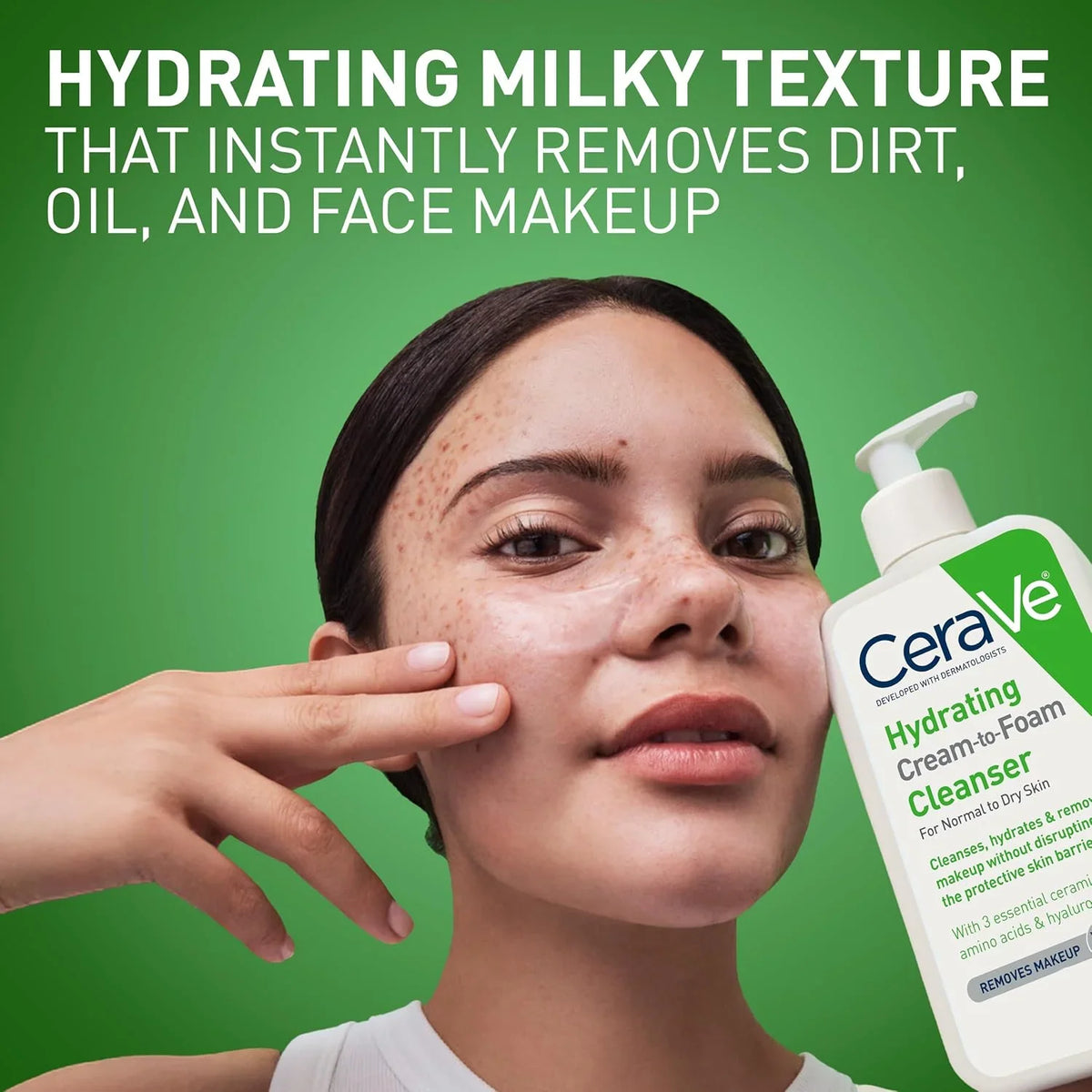 CeraVe Hydrating Cream To Foam Cleanser, Face Wash for Dry Skin,16oz Refill