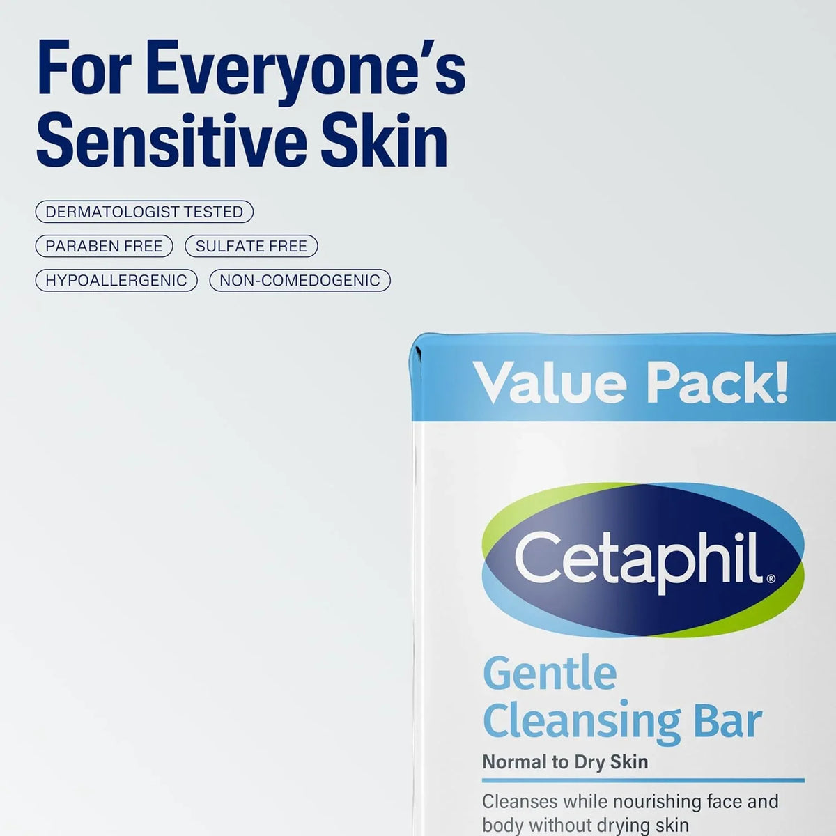 Cetaphil Gentle Cleansing Bar Soap, Sensitive & Dry Skin, 4.5oz, 6ct