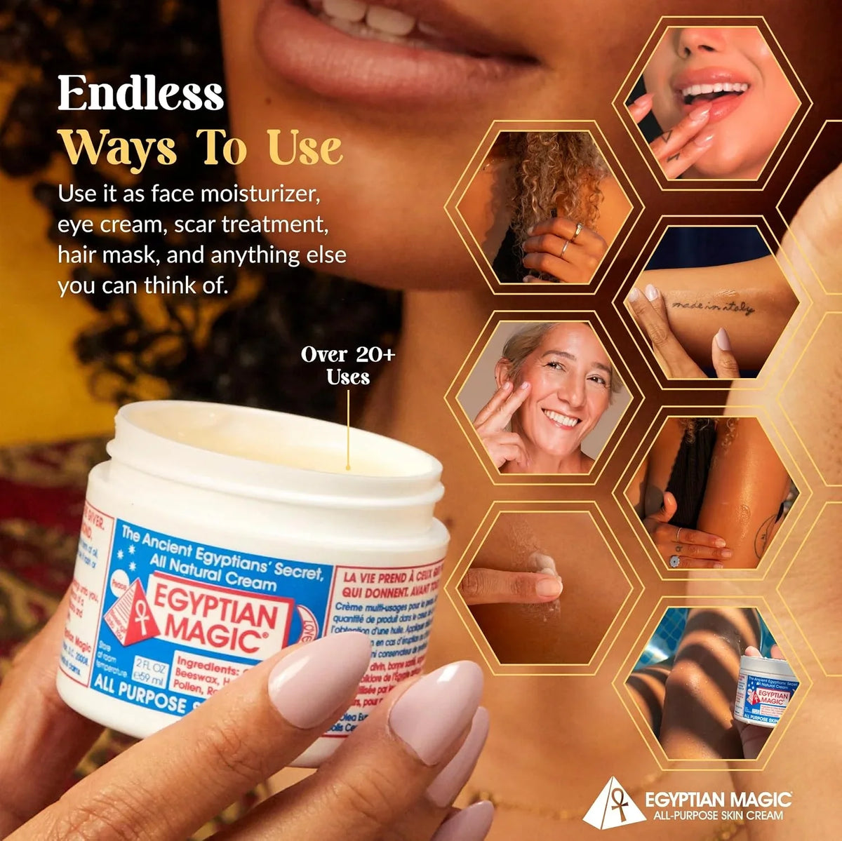 Egyptian Magic - All Purpose Face, Body, and Dry Skin Moisturizing Cream, Skin Protectant for Women & Men, 1oz Jar