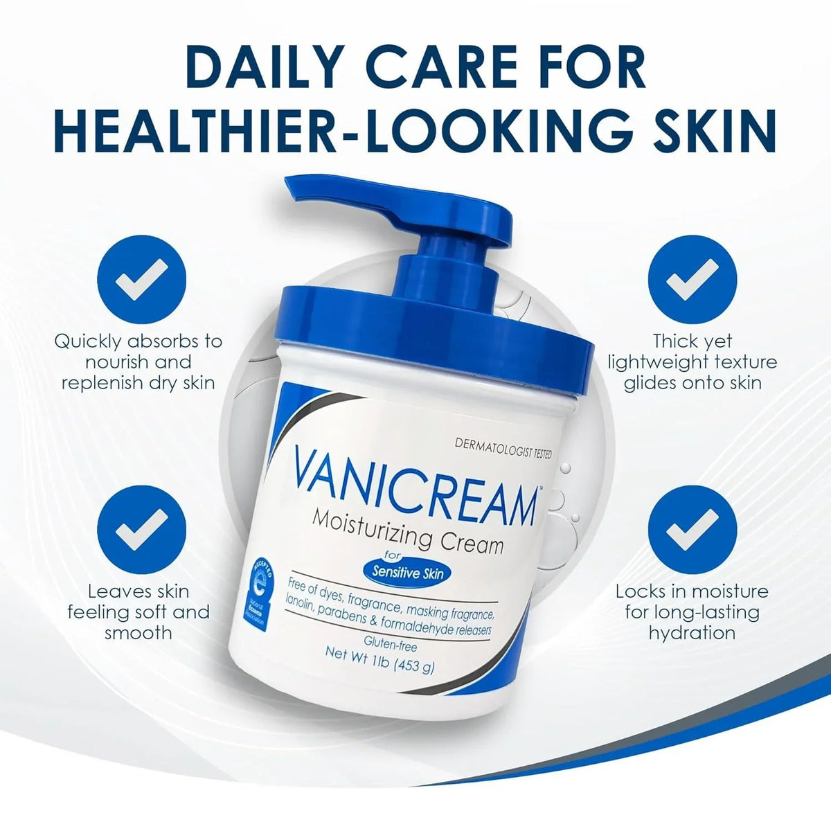 Vanicream Moisturizing Skin Cream for Sensitive Skin 16 oz (Pack of 7)