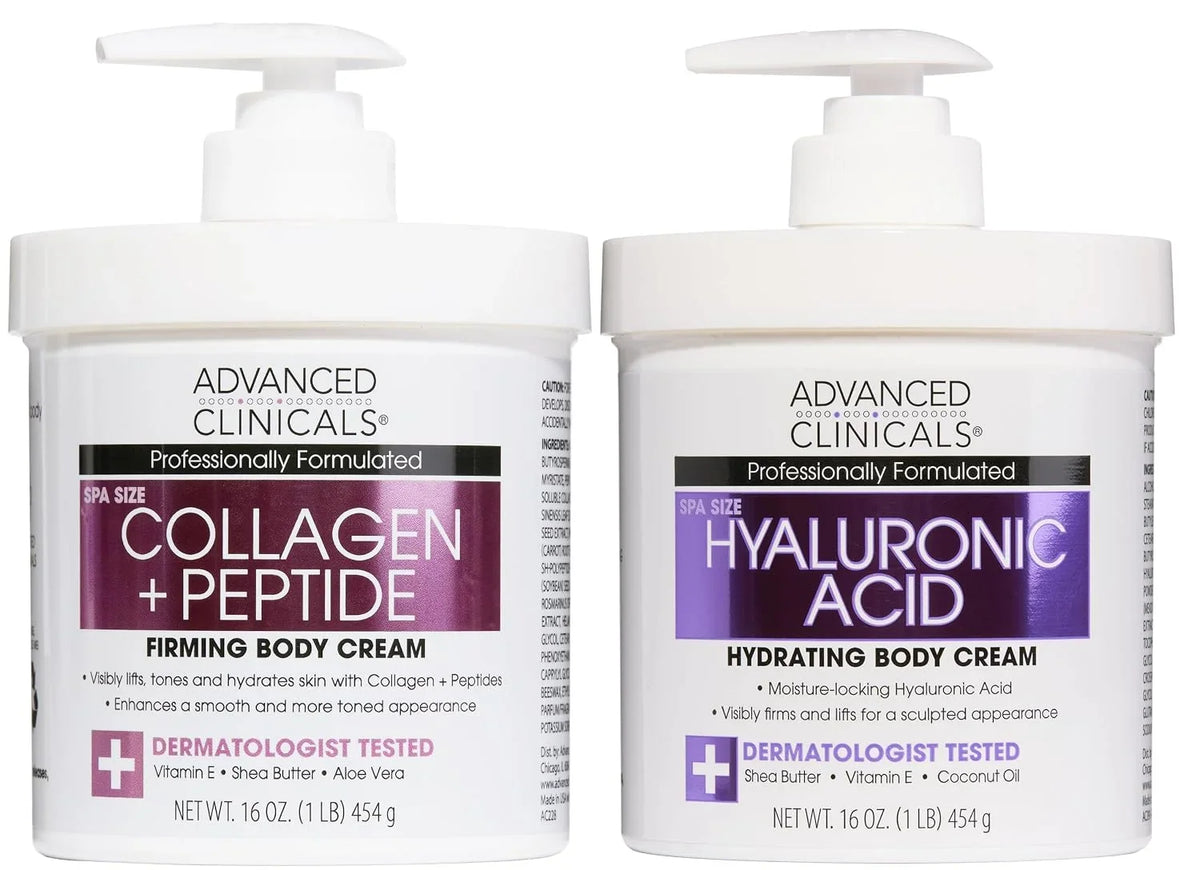 Advanced Clinicals Retinol Body Lotion + Brightening Vitamin C Lotion 2pc Skincare Set For Women & Men | Body Cream & Face Moisturizer Set Helps Improve The Look Of Dark Spots & Uneven Skin Tone, 2PC