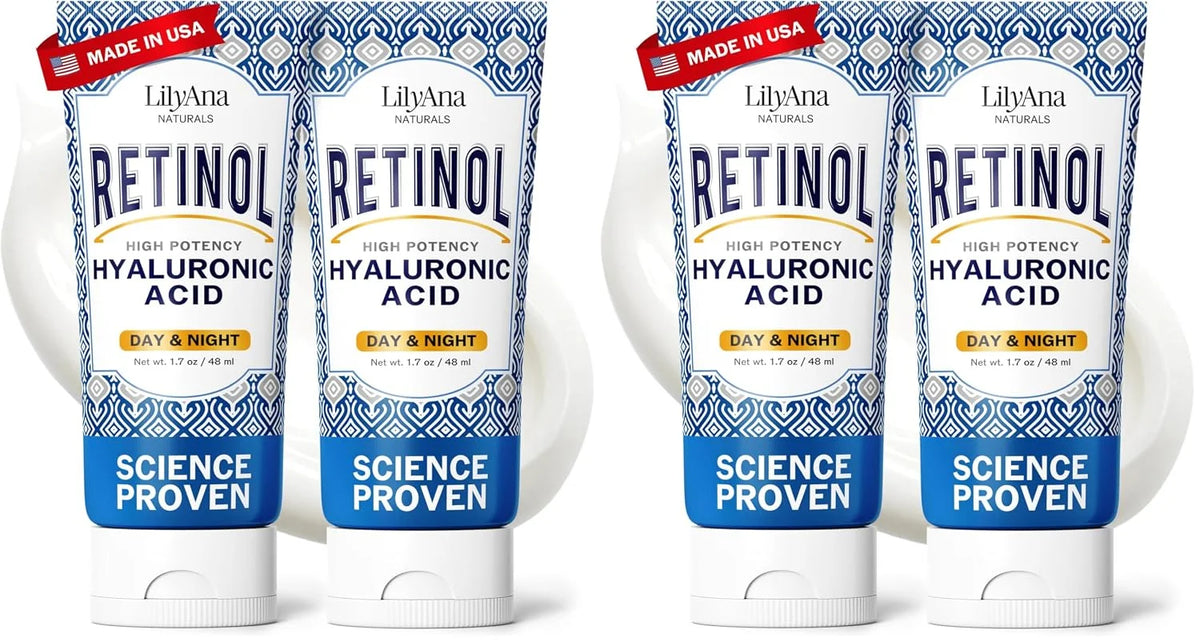 LilyAna Naturals Anti Aging Retinol Face Cream for Women – Wrinkle & Neck Cream for Firming, Retinol Moisturizer for Face with Hyaluronic Acid, Hydrating Night Cream for Fine Lines, Collagen Boost