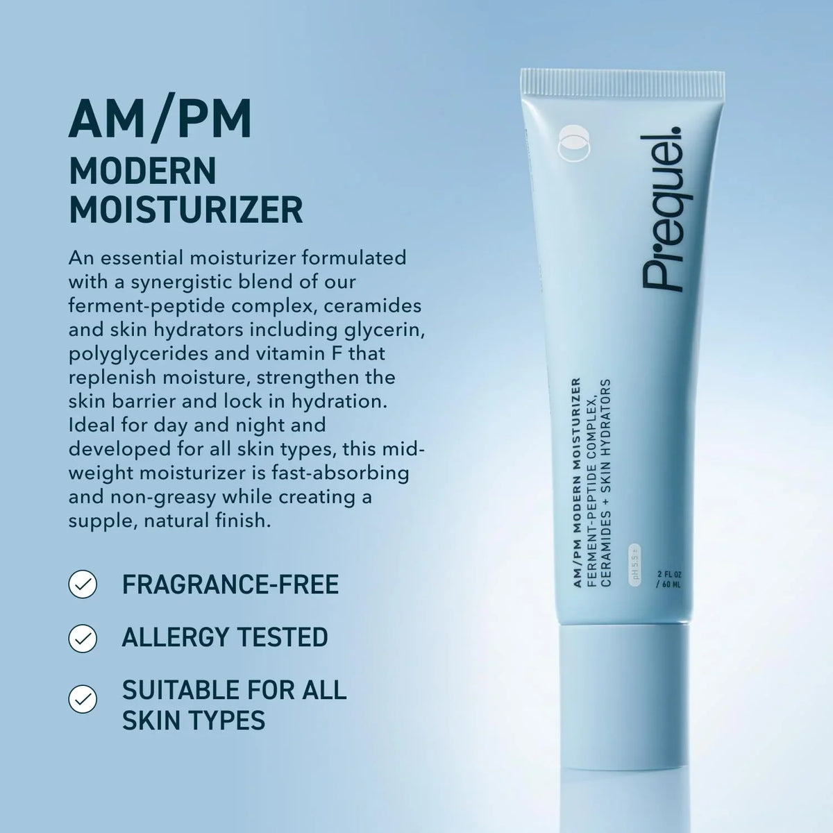 Prequel Skin AM/PM Modern Moisturizer – Hydrating Face Cream with Peptides, Ceramides & Glycerin for Dry, Sensitive, or Combination Skin – Non-Greasy Moisturizer for Barrier Support (Pack of 2)