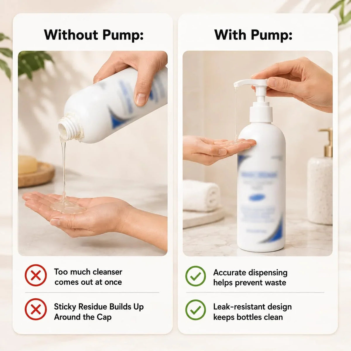 Body Wash Pumps for Vanicream Liquid Cleanser 947ml/32 Fl Oz Bottles,2Pcs