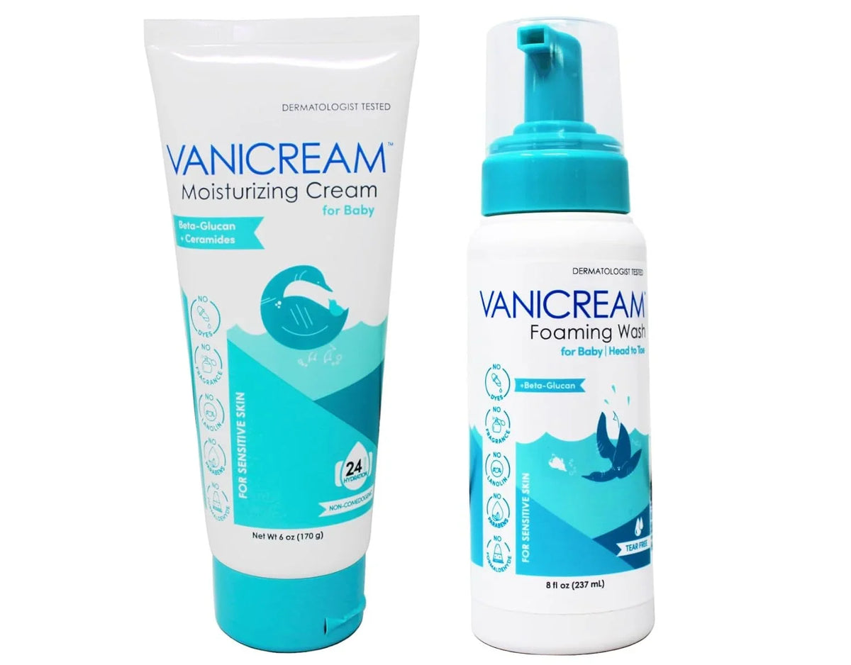 Vanicream Baby Care Set, (1) Moisturizing Cream for Baby 6 Ounce, & (1) Foaming Wash for Baby 8 Ounce, Set
