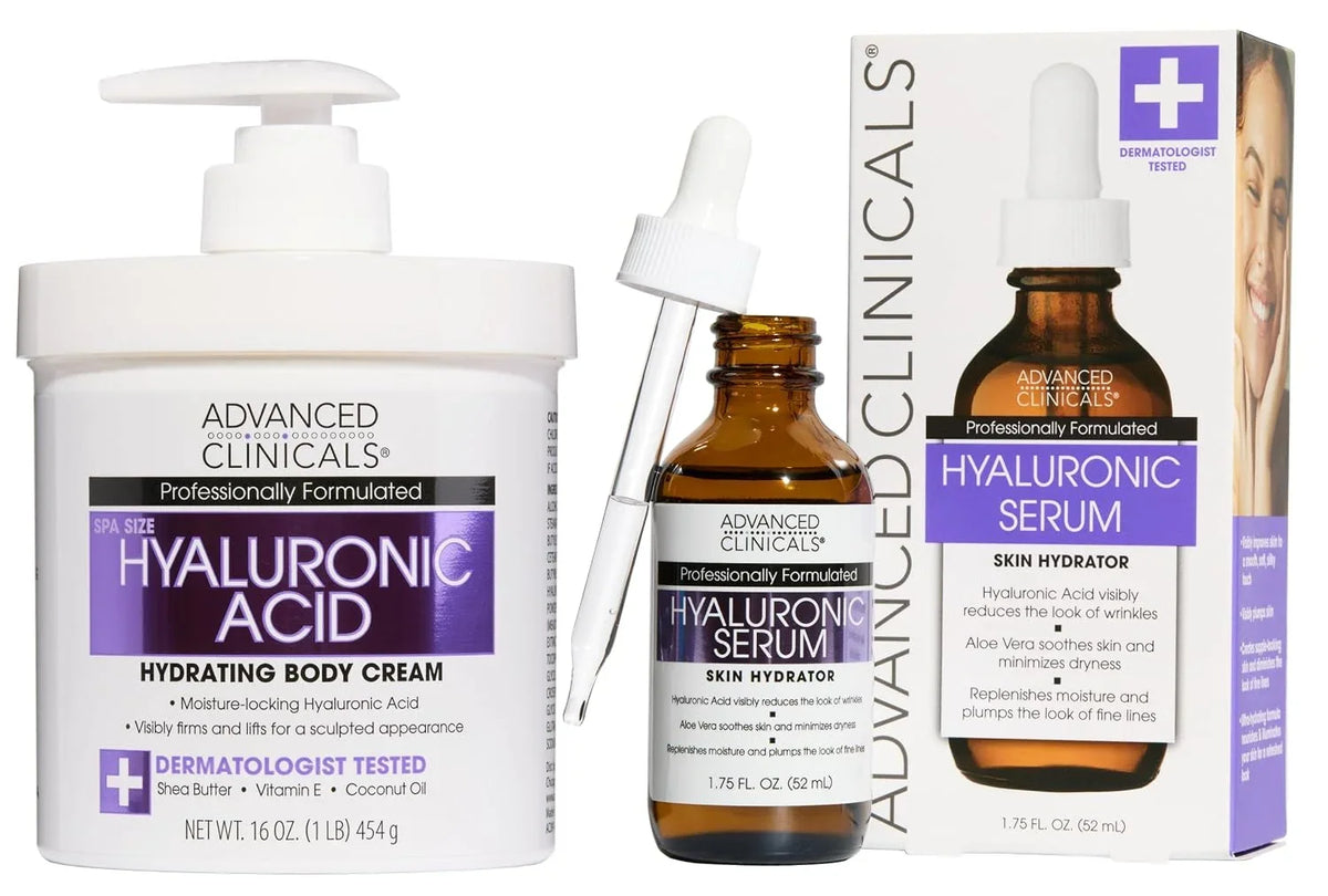 Advanced Clinicals Retinol Body Lotion + Brightening Vitamin C Lotion 2pc Skincare Set For Women & Men | Body Cream & Face Moisturizer Set Helps Improve The Look Of Dark Spots & Uneven Skin Tone, 2PC