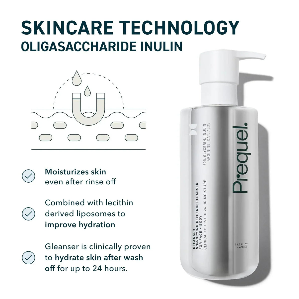 Prequel Skin Gleanser SA Face Wash - 1% Salicylic Acid Glycerin Cleanser