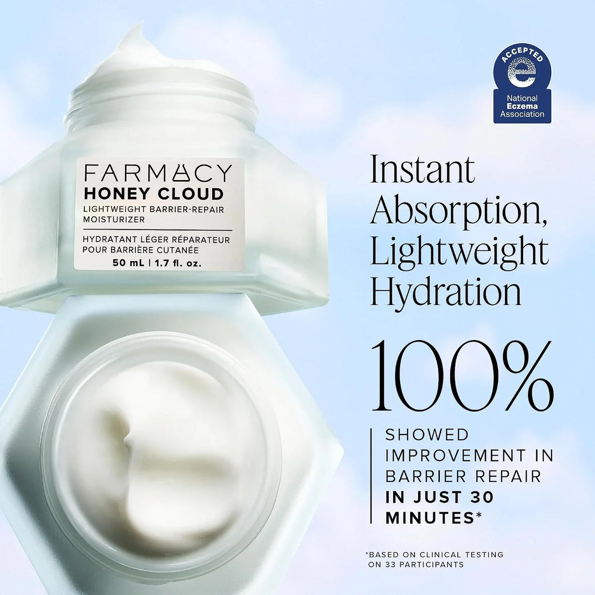 Farmacy Ceramide Face Moisturizer - Honey Halo Ultra Hydrating Facial Moisturizer with Buckwheat Honey + Ceramides - Helps Restore Barrier + Replenish Dryness - Plumping Skin Care for Dry Skin (50ml)