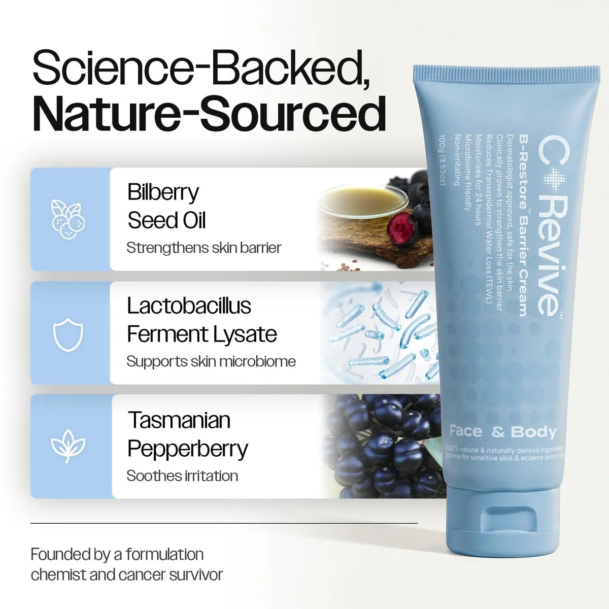 Skin Barrier Repair Cream for Eczema, Rosacea, Sensitive Dry Skin. Hydrating moisturizer, eczema relief cream soothes dry skin and redness. Face moisturizer & body cream for daily/nighttime use