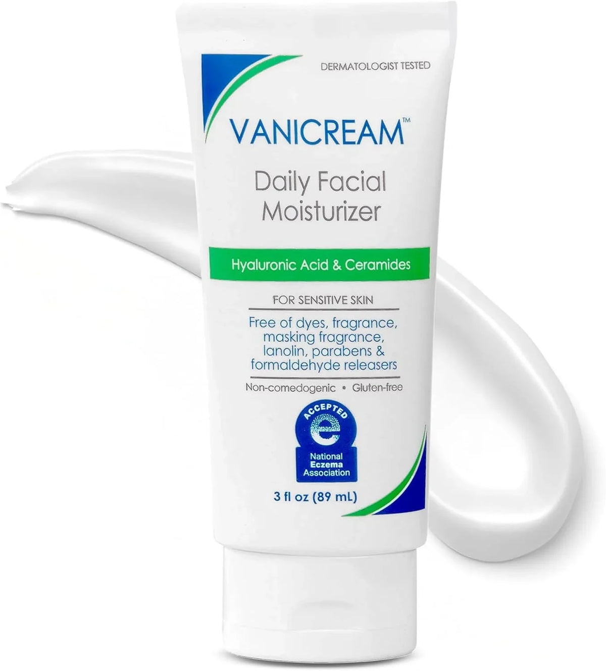 Vanicream Daily Facial Moisturizer With Ceramides and Hyaluronic Acid - Formulated Without Common Irritants for Those with Sensitive Skin, 3 fl oz (Pack of 4)