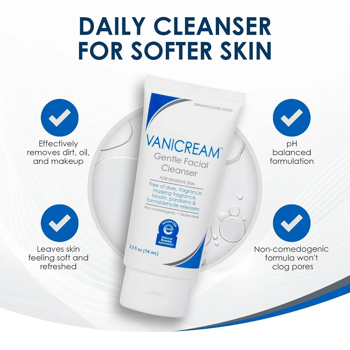 Vanicream Gentle Facial Cleaner, pH-Balanced Face Wash, 8 Fl Oz