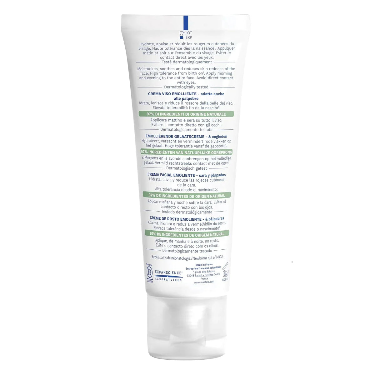 Mustela Stelatopia Eczema-Prone Skin Emollient Baby Face Cream - Face Moisturizer with Natural Avocado & Sunflower Oil - Fragrance-Free - 1.35 Fl Oz (Pack of 1)