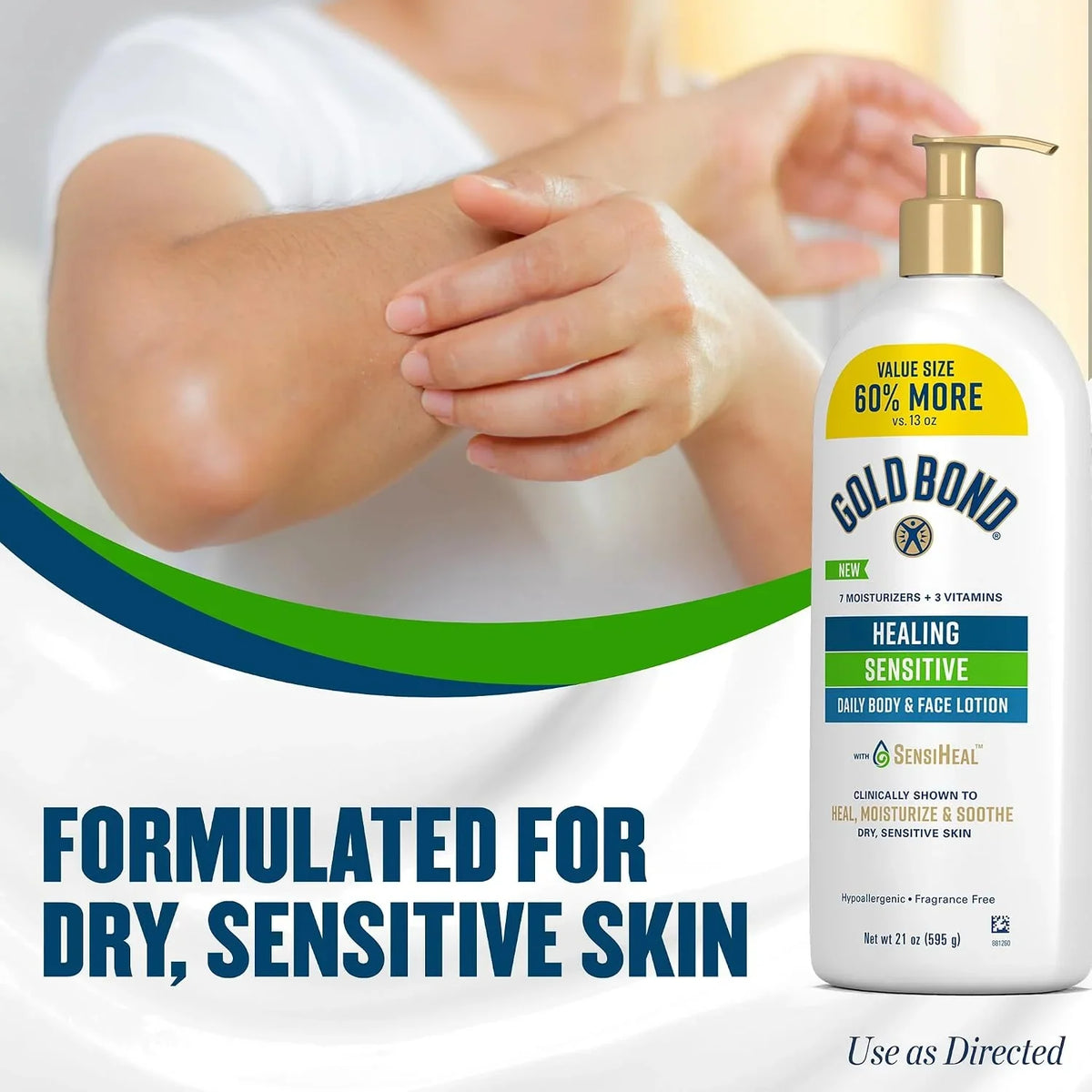 Gold Bond Healing Sensitive Daily Body & Face Lotion for Women & Men, 21 oz