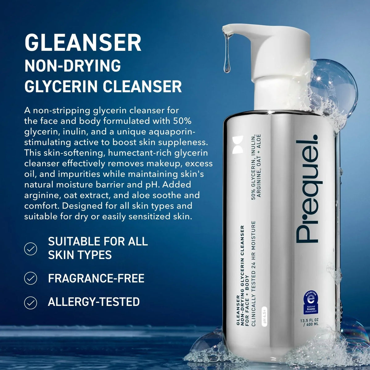 Prequel Skin Gleanser SA Face Wash - 1% Salicylic Acid Glycerin Cleanser