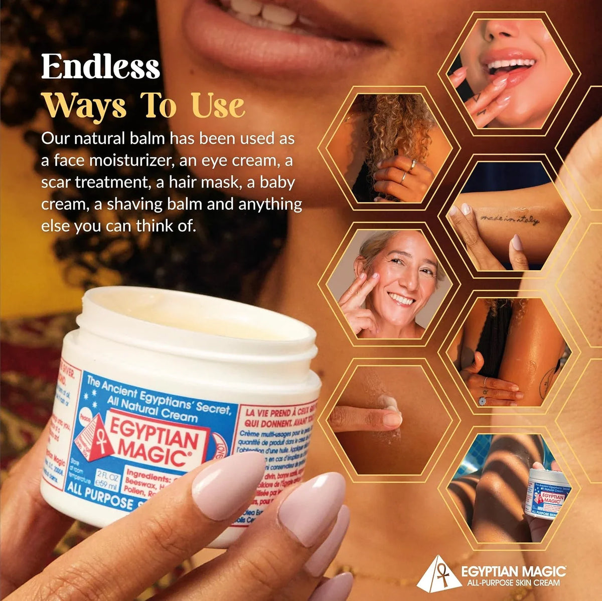 Egyptian Magic - All Purpose Face, Body, and Dry Skin Moisturizing Cream, Skin Protectant for Women & Men, 1oz Jar