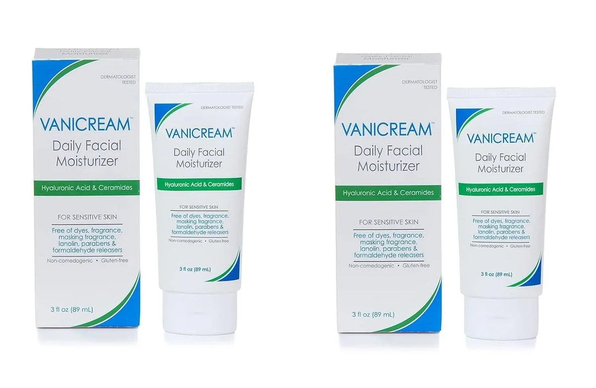 Vanicream Daily Facial Moisturizer With Ceramides and Hyaluronic Acid - Formulated Without Common Irritants for Those with Sensitive Skin, 3 fl oz (Pack of 4)