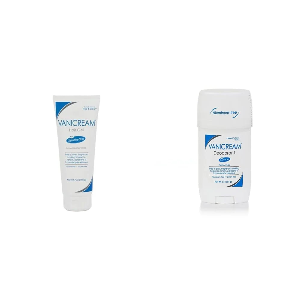 Vanicream Hair Styling Gel, Fragrance and Gluten Free, For Sensitive Skin, Unscented, 7 Oz, Packaging May Vary & Aluminum-Free Gel Deodorant - 2 oz - Unscented Formula for Sensitive Skin