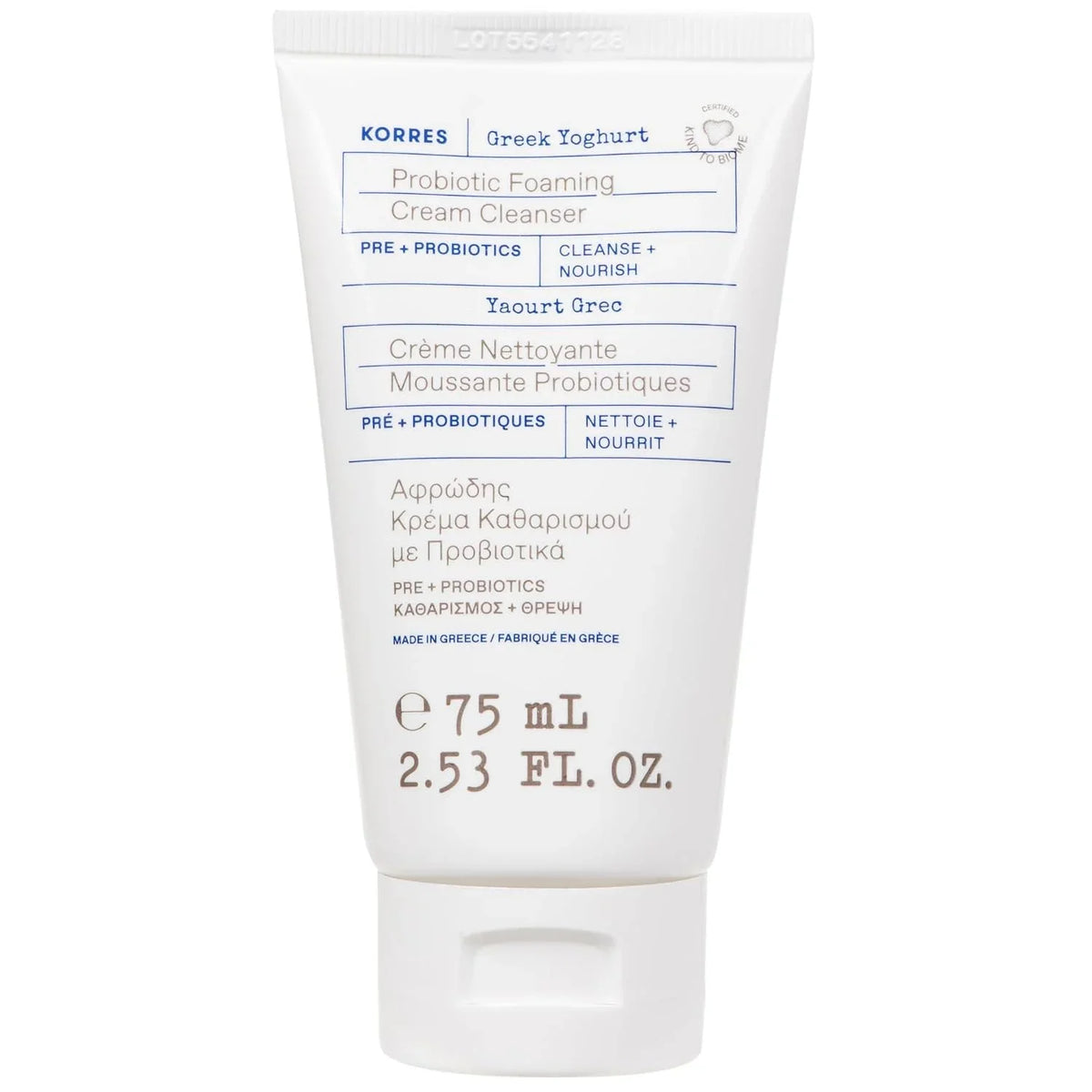 KORRES Greek Yoghurt Foaming Cream Cleanser, Deep Skin Cleansing 2.53 Fl Oz