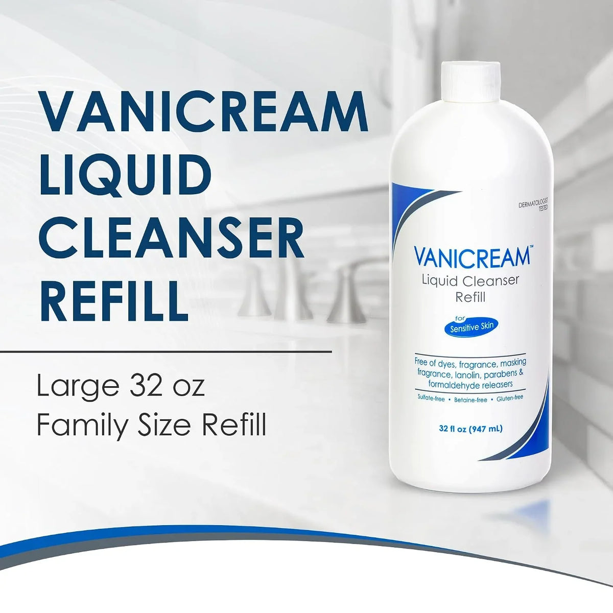 Vanicream Liquid Cleanser Refill, Gentle Body & Face Wash, 32 Fl Oz