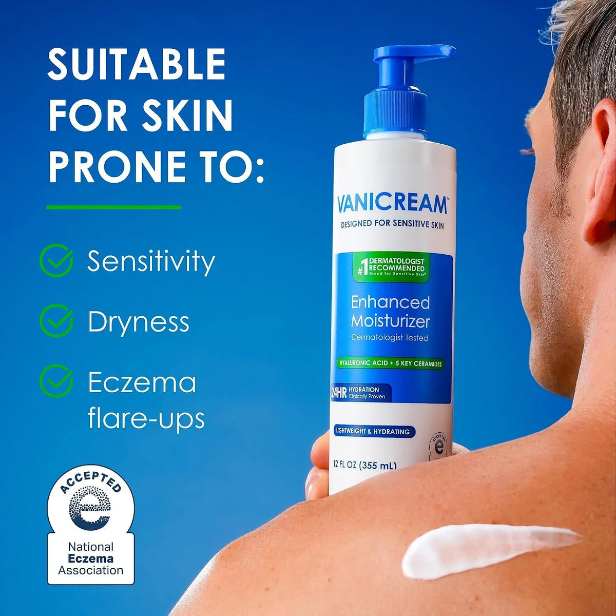 Vanicream Enhanced Moisturizer, Daily Body Lotion for Dry Skin, 12 Fl Oz