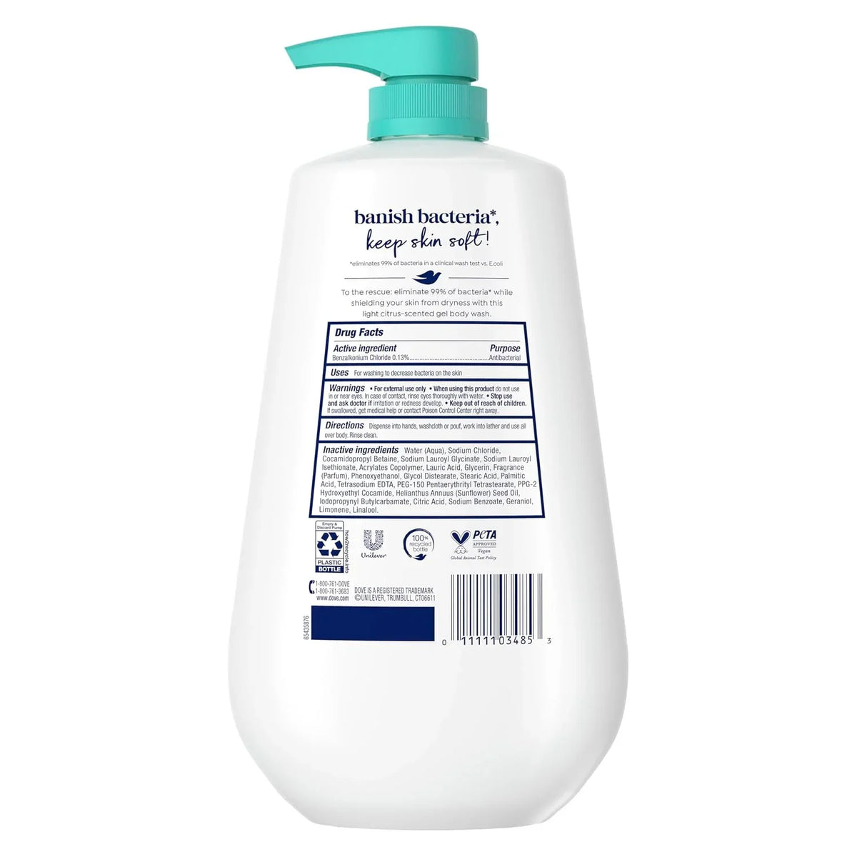 Dove Body Wash Antibacterial For All Skin Types 30.6 oz Pump, Sulfate Free