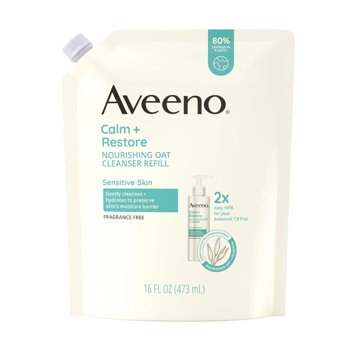 Aveeno Calm + Restore Nourishing Oat Face Cleanser, 7.8 Fl Oz (Pack of 12)