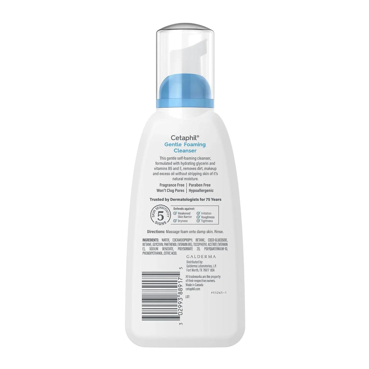 Cetaphil Oil Free Gentle Foaming Facial Cleanser, Sensitive Skin, 8oz