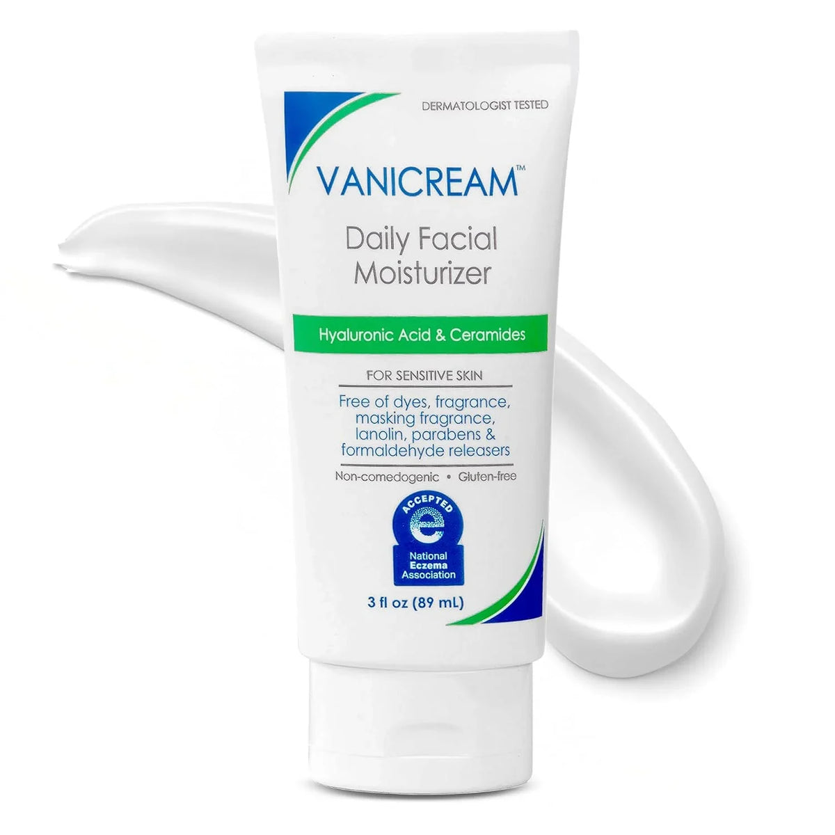 Vanicream Daily Facial Moisturizer With Ceramides and Hyaluronic Acid - Formulated Without Common Irritants for Those with Sensitive Skin, 3 fl oz (Pack of 4)